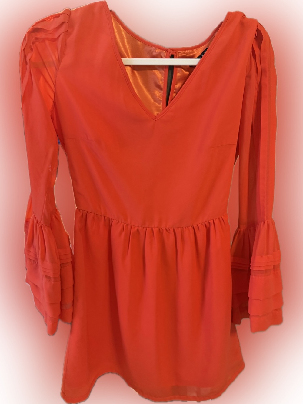 Ark & Co orange V-Neck Tiered Bell Sleeve dress